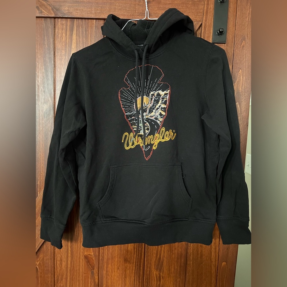 Wrangler Black Hoodie with Graphic Design
